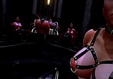 Femdom latex and prostate milking in a 3D VR game walkthrough