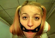 Pervypixie Gagged and Forced to Drink Piss in Raw POV Amateur Scene