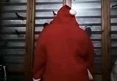 Natale massages her natural tits on show.