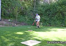 Sporty blonde teen craves baseball and hard cock after sweaty training