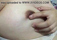 Horny filipina girlfriend masturbates while raining outside