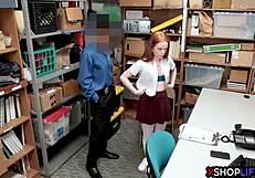 Redhead busty teen 18+ caught shoplifting, refuses to comply!