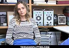 teen shoplifter aften opal caught and drilled by security guard