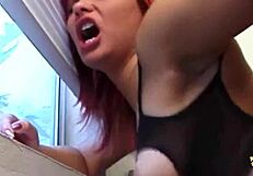 Fishnet suit torn during playful game with partner