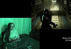 Naked brunette plays deadspace part 8