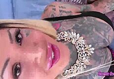 Horny tattooed tranny satisfies herself with toys!