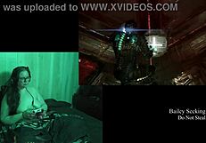 Naked brunette plays deadspace part 8
