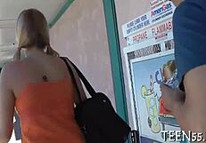 tiny teen 18+ sucks huge ramrods to orgasm