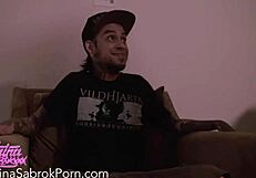 sabrina sabrok, the blonde pornstar with huge tits and big ass, gets deepthroated and doggystyled