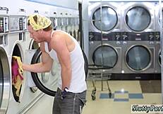 Watch the teen nerd give blowjobs during laundry day!