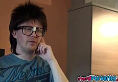 why is that cute ebony princess sucking the nerd's cock