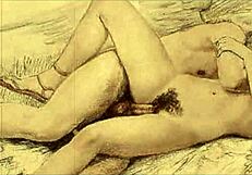 Vintage erotic cartoon illustration from anime hentai antique collection