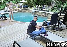 Gay Officer Strips Twink Suspect for Deep Search in Garage