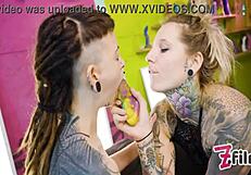 Alternative girl dominates shy teen