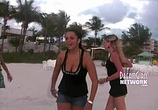 Shy First-Time Flashers Expose Their Tits On Florida Beach In Public.