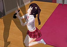 Uncensored Anime Imouto Teases Anal with Edging Handjob