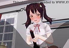 Uncensored Anime Imouto Teases Anal with Edging Handjob