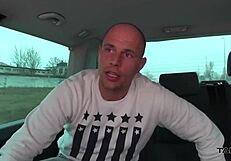 squirting brunette picked up on street, bangs stranger in van