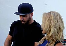 Visiting virtual reality porn shoot to witness blowjob and tits action