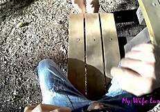 Luna Bent Over for Outdoor Blowjob and Big Cock Sex