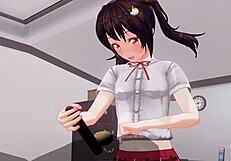 Uncensored Anime Imouto Teases Anal with Edging Handjob