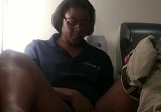 Ebony Babe Posing on Bathroom Counter in Close-Up