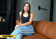 Can this cute latina amateur handle a gringo's deepthroat in her job interview casting?