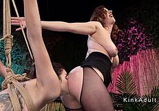 Slim Small Tits Lesbian Slave Submits to Anal Fucking and Bondage Domination