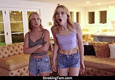 Naughty stepsisters Chloe Cherry, Gwen Vicious, and Ricky Spanish share cumshot in taboo group reality