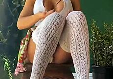 Curvy MILF Babe Teases Big Tits in Solo Fetish Session