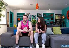 Personal Cheerleader Aubree Valentine Blows Sam Shock