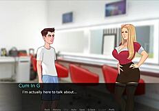 In Lust Legacy, a hentai game, a pornstar compares cock sizes with his stepdad after a blowjob.