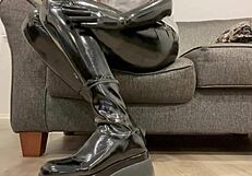 Fetish Latex Pvc Shiny Boots With Rubbing Sounds