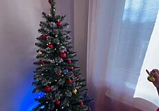 andre love fucks doggystyle with big tits and monster cock under christmas tree