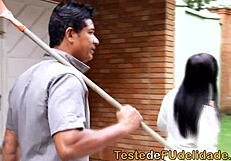 is the gardener really fucking the naughty boss with those big tits?