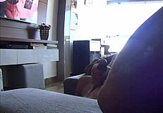 Step sister-in-law leaves footprint on cock during handjob.