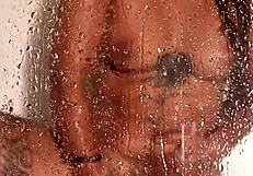 In the shower bathing scene