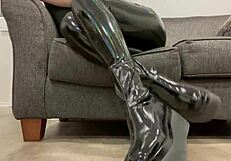 Fetish Latex Pvc Shiny Boots With Rubbing Sounds