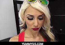 yummysis step sis gives blowjob to stepbro's shaft after getting caught fucking