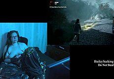 I'm playing through Alan Wake naked, showcasing my big natural tits and long hair