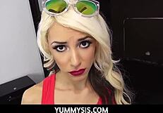 yummysis step sis gives blowjob to stepbro's shaft after getting caught fucking