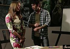 Teen 18+ babe bent over and doggystyled in art class