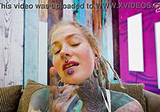 cute tattooed girl in lingerie gapes asshole with big toy anal prolapse