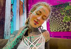 cute tattooed girl in lingerie gapes asshole with big toy anal prolapse