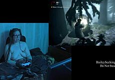 I'm playing through Alan Wake naked, showcasing my big natural tits and long hair