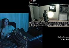 I'm playing through Alan Wake naked, showcasing my big natural tits and long hair