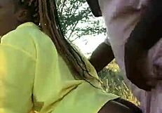 she skipped classes and got caught, then creampied outdoors by black guy