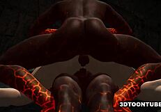 Anime 3D Babe Taking Pair Of Reptile Cocks Into All Holes