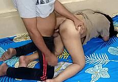 Young woman seduces her landlord for money and gives him a deep blow job and then have sex with him.