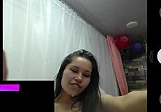 Asian teen slut gags and spits during interracial deepthroat with natural tits